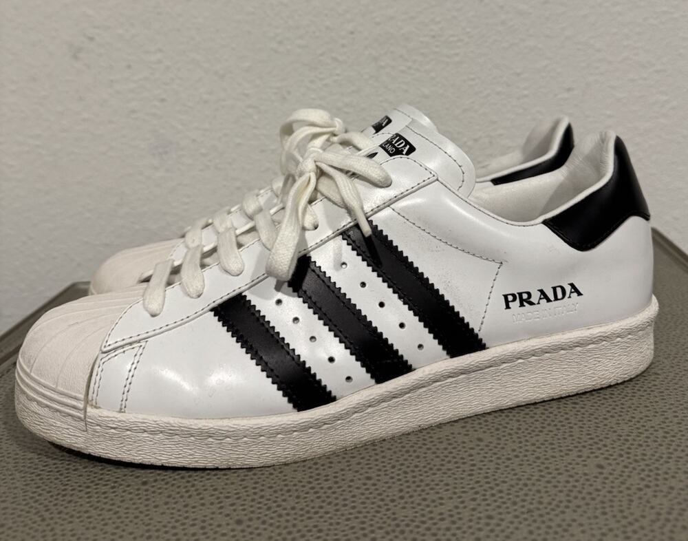 Adidas Superstar x PRADA White Black Men’s Size 9.5 Sneakers